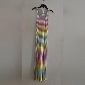 Chesley Striped in the Front, Gray in the Back Tank Style Maxi Dress Size M